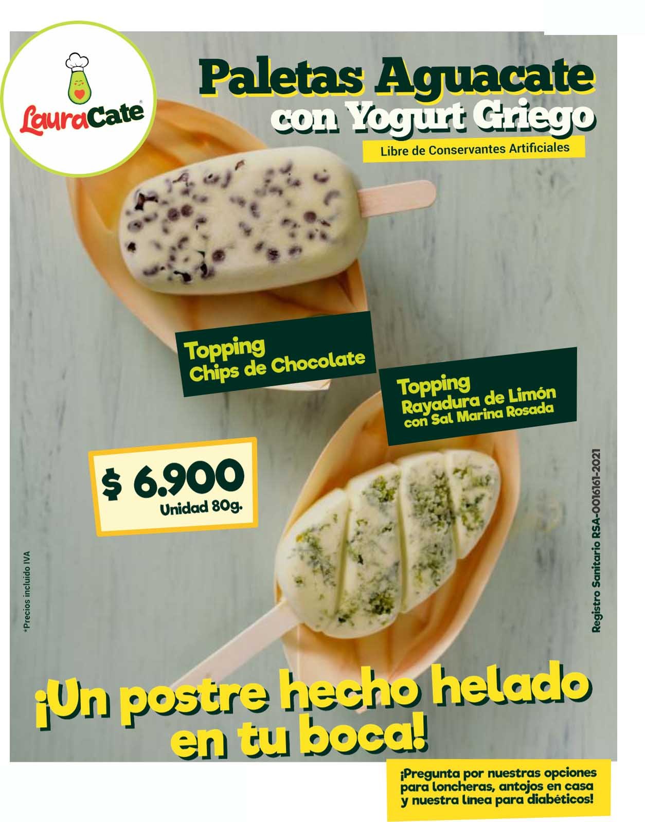Paletas de Aguacate con Yogur Griego